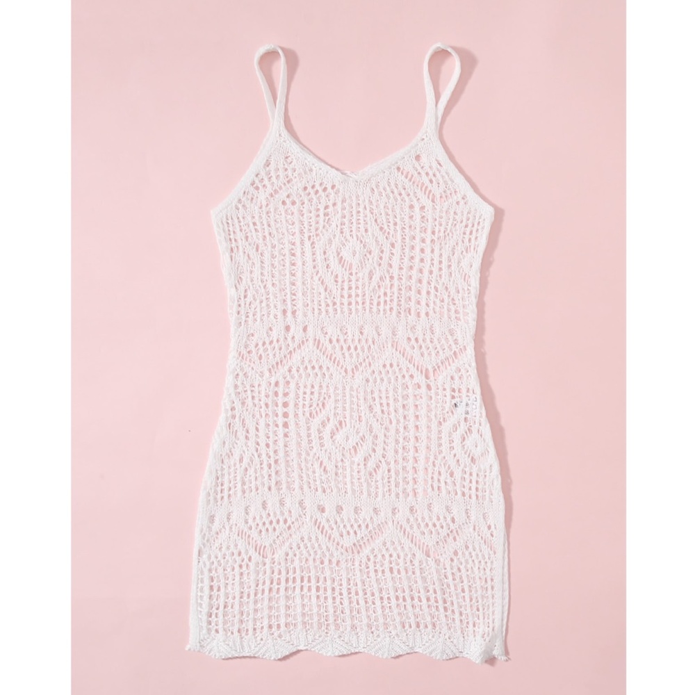 White Crochet Cami Short Cover Up - Picture 9 of 13